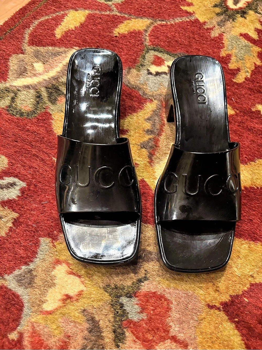 Gucci Plastique Logo-Embossed Rubber Mules Black
